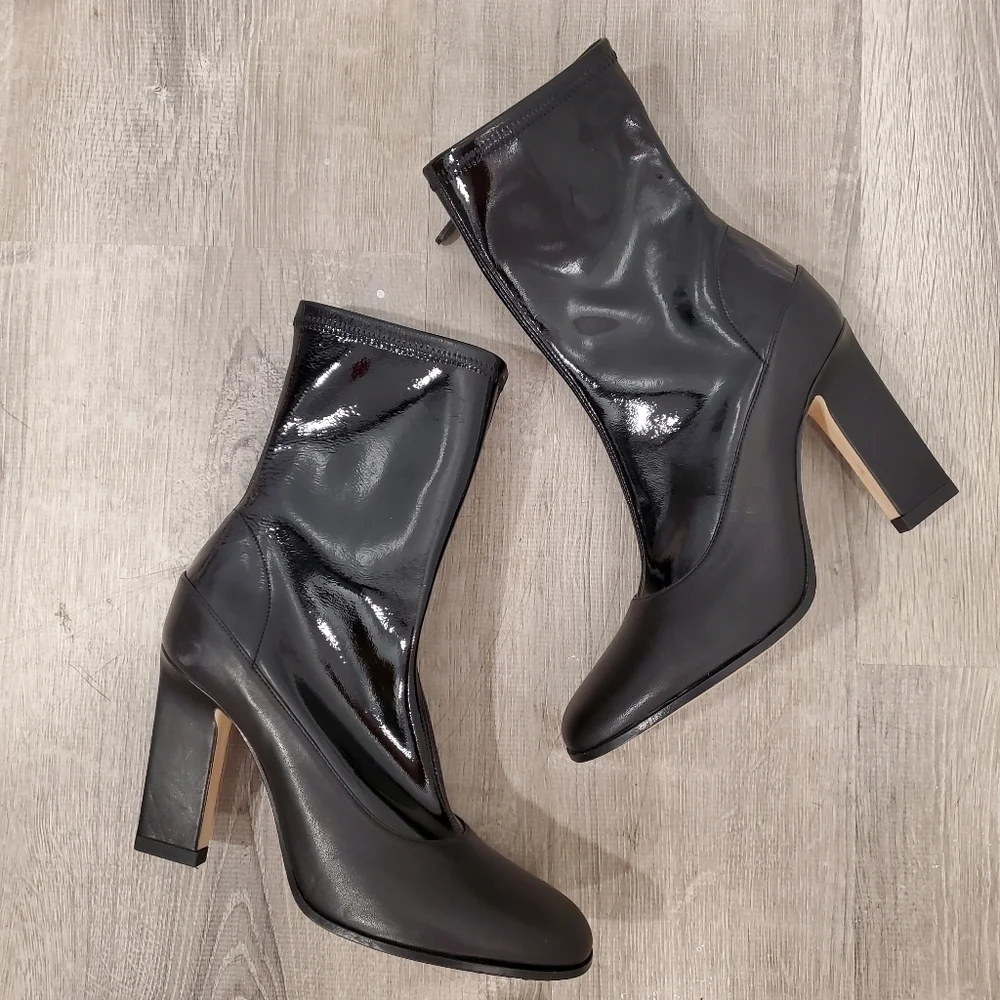 NEW WANDLER Lesly Patent and Matte-Leather Ankle Boots